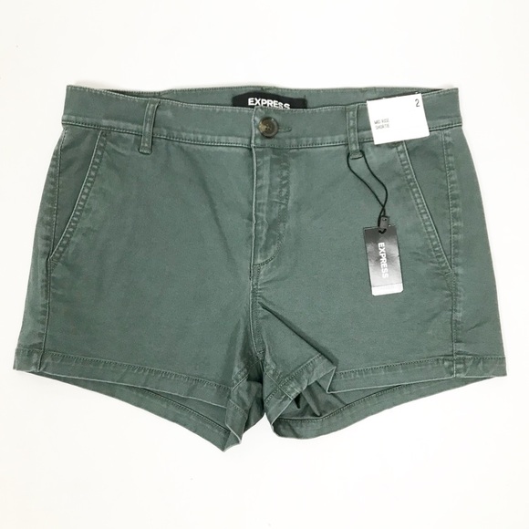 Express Pants - NWT Express Mid Rise Shortie Green Shorts